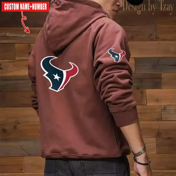 Houston Texans NFL Multi Pocket Zipper Retro Hoodie AZVMHD755 - Image 6