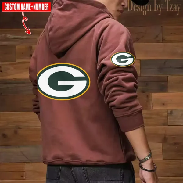 Green Bay Packers NFL Multi Pocket Zipper Retro Hoodie AZVMHD756 - Image 2