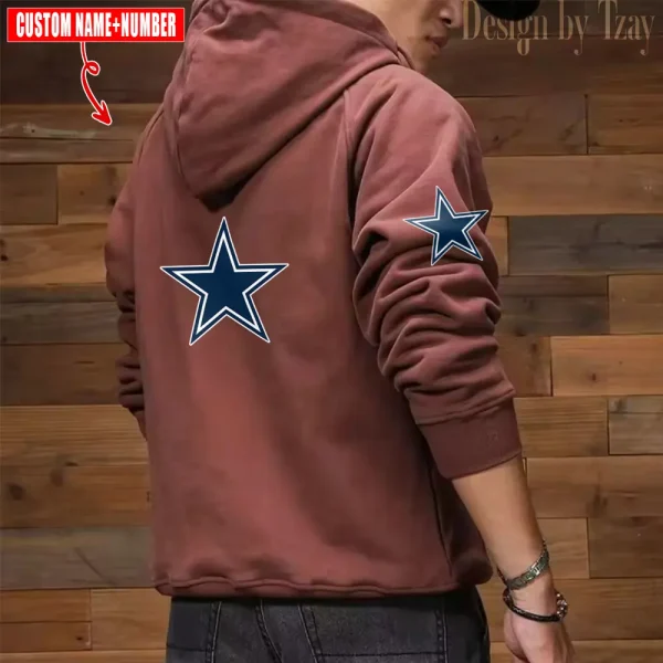 Dallas Cowboys NFL Multi Pocket Zipper Retro Hoodie AZVMHD759 - Image 2