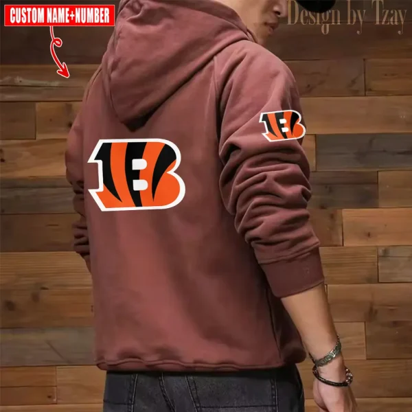 Cincinnati Bengals NFL Multi Pocket Zipper Retro Hoodie AZVMHD761 - Image 7