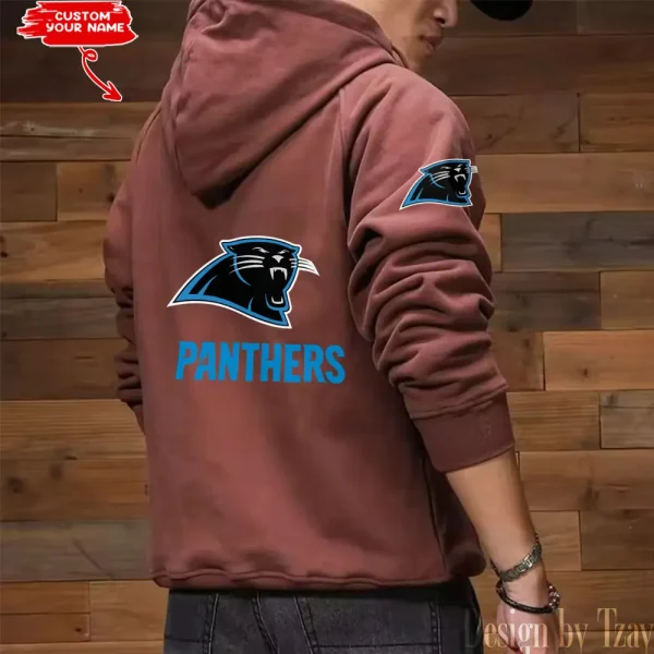 Carolina Panthers NFL Multi Pocket Zipper Retro Hoodie AZVMHD763 - Image 2