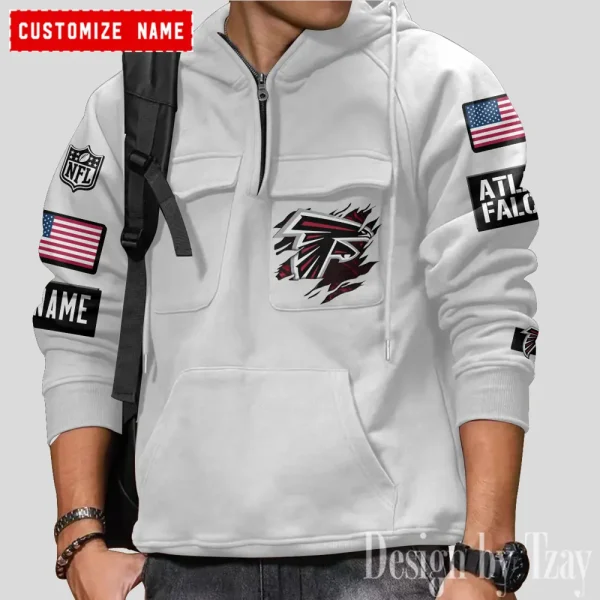 Atlanta Falcons NFL Multi Pocket Zipper Retro Hoodie AZVMHD790 - Image 4