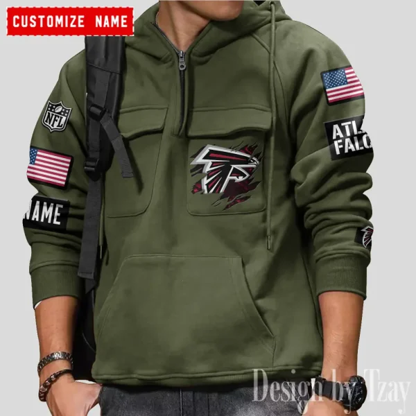 Atlanta Falcons NFL Multi Pocket Zipper Retro Hoodie AZVMHD790 - Image 5