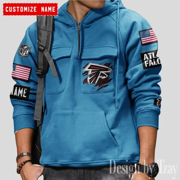 Atlanta Falcons NFL Multi Pocket Zipper Retro Hoodie AZVMHD790 - Image 6