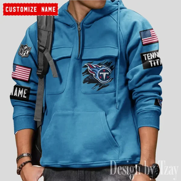 Tennessee Titans NFL Multi Pocket Zipper Retro Hoodie AZVMHD767