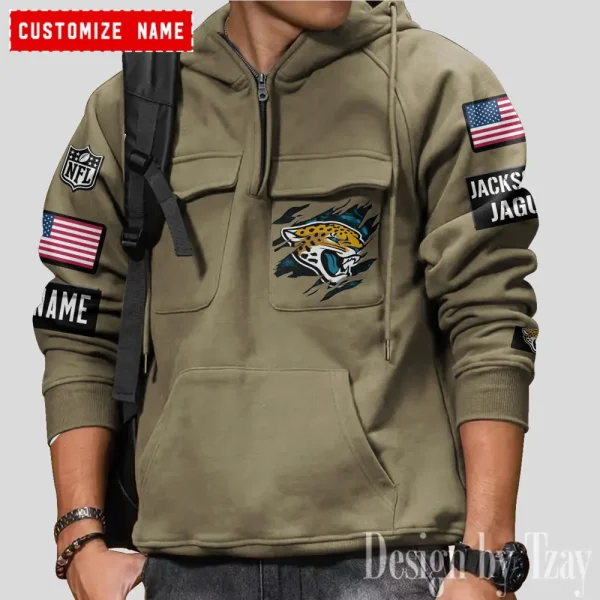 Jacksonville Jaguars NFL Multi Pocket Zipper Retro Hoodie AZVMHD783 - Image 5