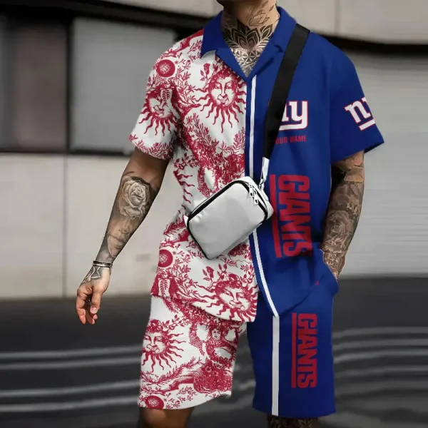 New York Giants Summer Hawaiian Combo Shirt and Short Trending 2025