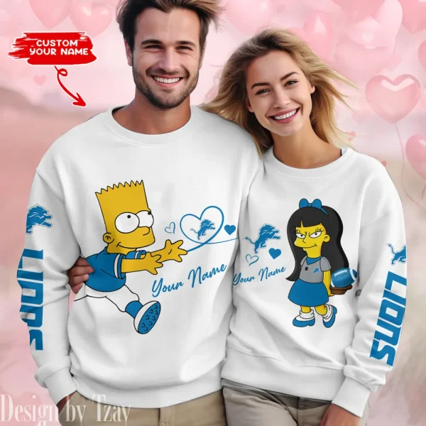 Detroit Lions Bart and Jessica Valentine Gift Sweatshirt BGRSW362