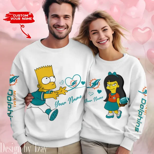 Miami Dolphins Bart and Jessica Valentine Gift Sweatshirt BGRSW371
