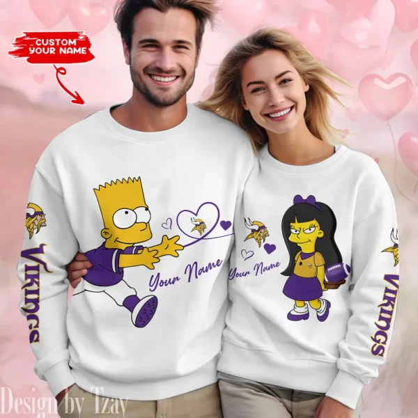 Minnesota Vikings Bart and Jessica Valentine Gift Sweatshirt BGRSW372