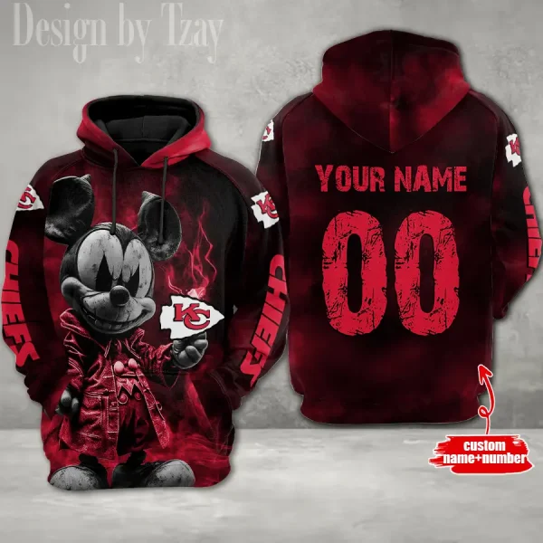 Kansas City Chiefs Mickey 3D Printed Pullover Hoodie AZHD621