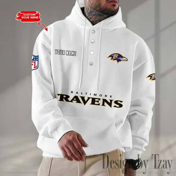 Baltimore Ravens Casual Button Hoodie SPTCBH067 - Image 2