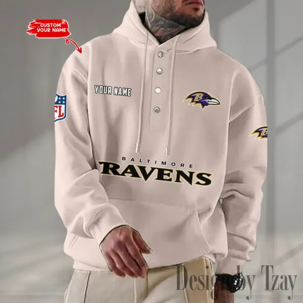 Baltimore Ravens Casual Button Hoodie SPTCBH067