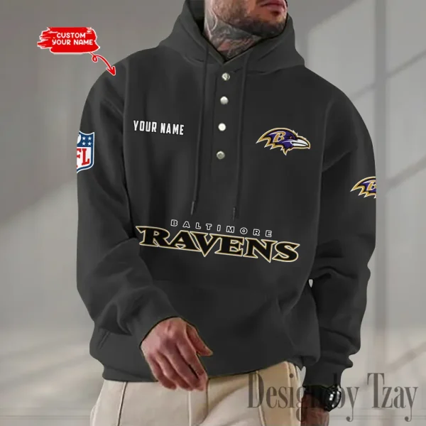 Baltimore Ravens Casual Button Hoodie SPTCBH067 - Image 3