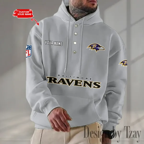 Baltimore Ravens Casual Button Hoodie SPTCBH067 - Image 4