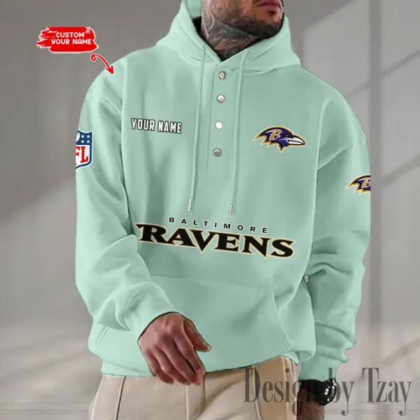 Baltimore Ravens Casual Button Hoodie SPTCBH067 - Image 5
