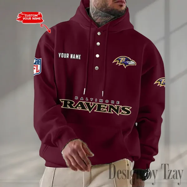 Baltimore Ravens Casual Button Hoodie SPTCBH067 - Image 6