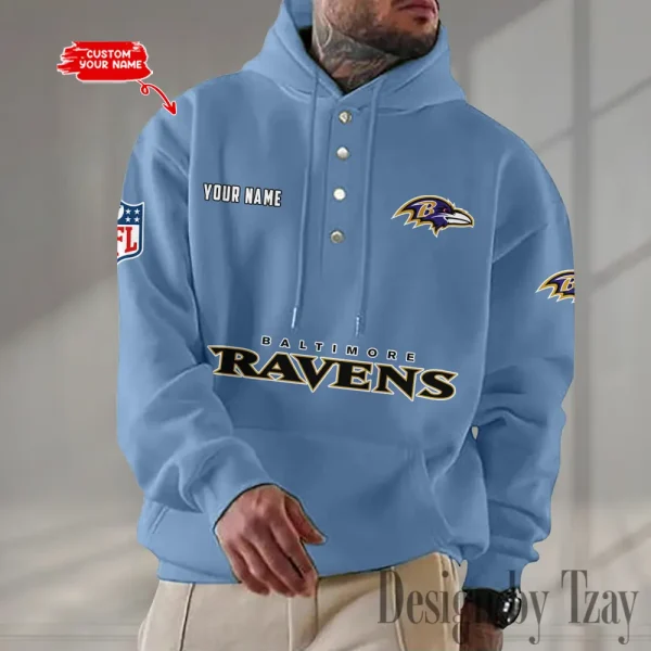 Baltimore Ravens Casual Button Hoodie SPTCBH067 - Image 7