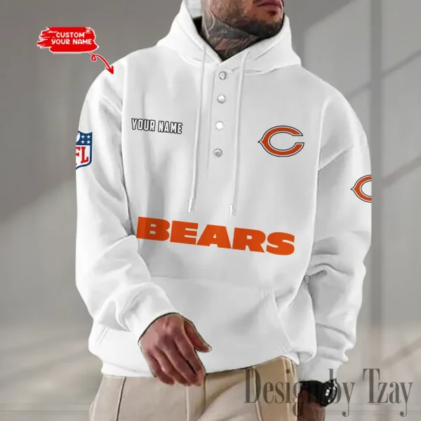 Chicago Bears Casual Button Hoodie SPTCBH070 - Image 2