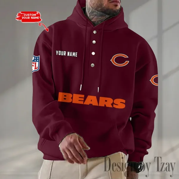 Chicago Bears Casual Button Hoodie SPTCBH070