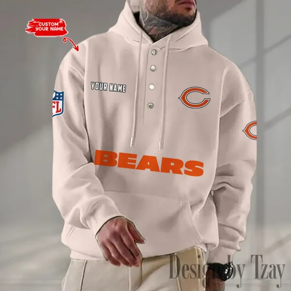 Chicago Bears Casual Button Hoodie SPTCBH070 - Image 7