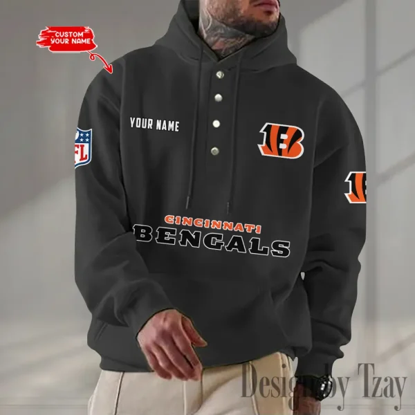 Cincinnati Bengals Casual Button Hoodie SPTCBH071 - Image 3