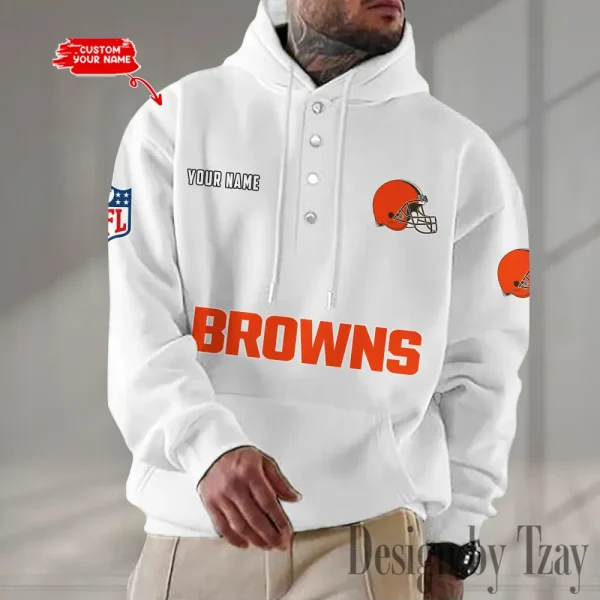 Cleveland Browns Casual Button Hoodie SPTCBH072 - Image 2