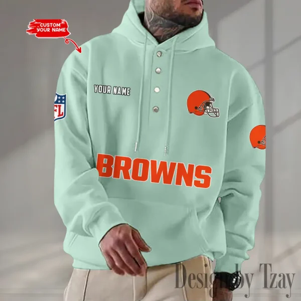 Cleveland Browns Casual Button Hoodie SPTCBH072 - Image 5