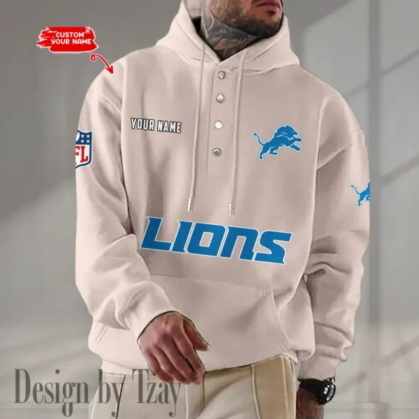 Detroit Lions Casual Button Hoodie SPTCBH075 - Image 2