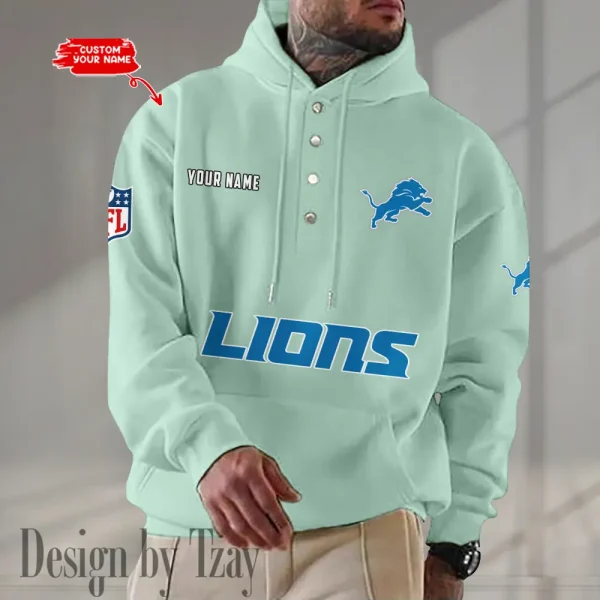Detroit Lions Casual Button Hoodie SPTCBH075 - Image 5