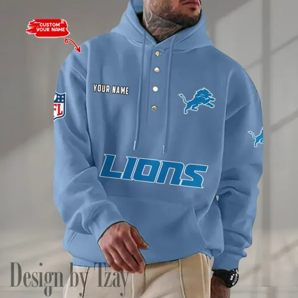Detroit Lions Casual Button Hoodie SPTCBH075 - Image 7
