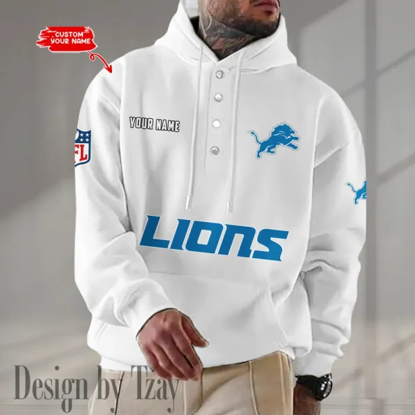 Detroit Lions Casual Button Hoodie SPTCBH075
