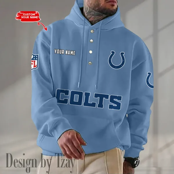 Indianapolis Colts Casual Button Hoodie SPTCBH078