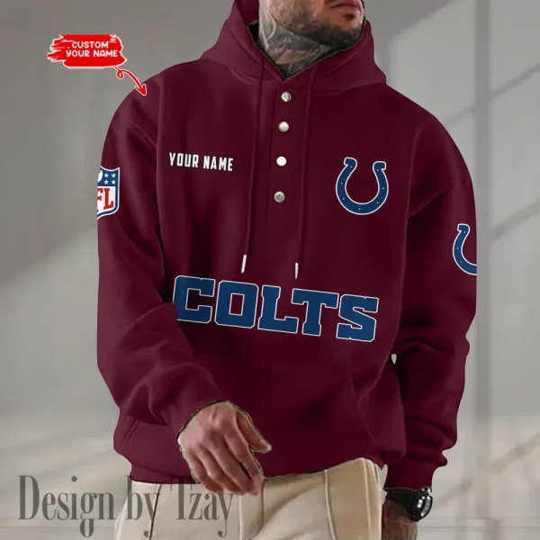 Indianapolis Colts Casual Button Hoodie SPTCBH078 - Image 3