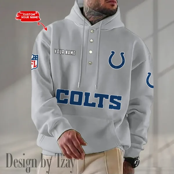 Indianapolis Colts Casual Button Hoodie SPTCBH078 - Image 5