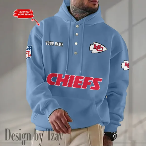 Kansas City Chiefs Casual Button Hoodie SPTCBH080 - Image 3