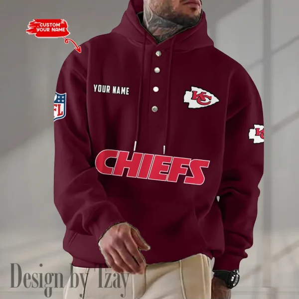 Kansas City Chiefs Casual Button Hoodie SPTCBH080