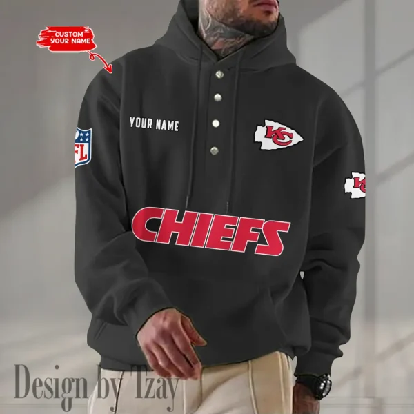 Kansas City Chiefs Casual Button Hoodie SPTCBH080 - Image 6