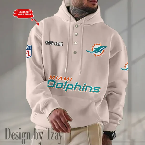 Miami Dolphins Casual Button Hoodie SPTCBH084 - Image 2