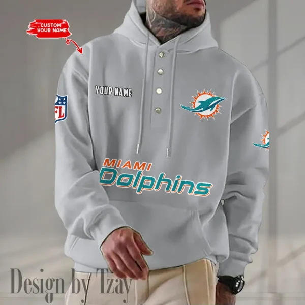 Miami Dolphins Casual Button Hoodie SPTCBH084