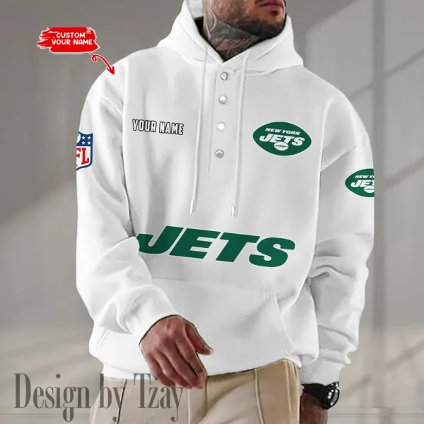 New York Jets Casual Button Hoodie SPTCBH089 - Image 2