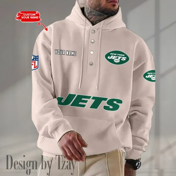 New York Jets Casual Button Hoodie SPTCBH089 - Image 3