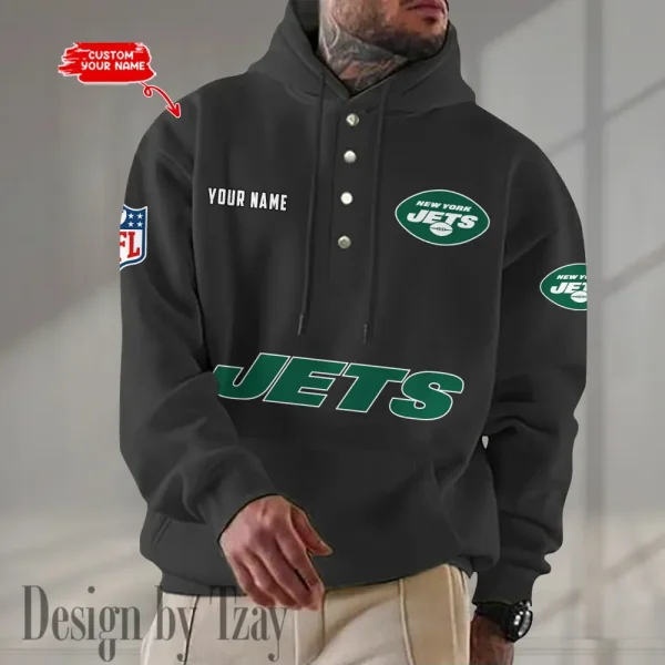 New York Jets Casual Button Hoodie SPTCBH089 - Image 4