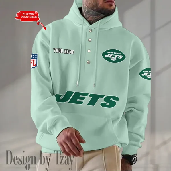New York Jets Casual Button Hoodie SPTCBH089