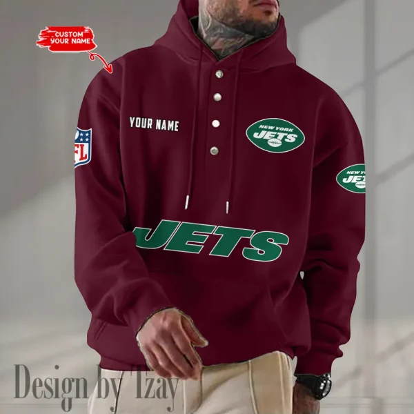 New York Jets Casual Button Hoodie SPTCBH089 - Image 6