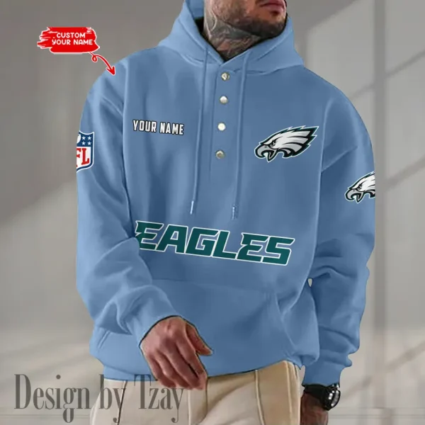 Philadelphia Eagles Casual Button Hoodie SPTCBH090 - Image 2