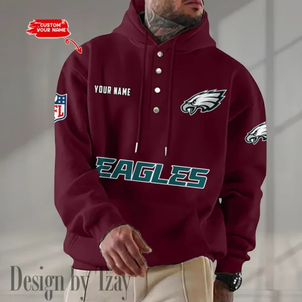 Philadelphia Eagles Casual Button Hoodie SPTCBH090 - Image 3
