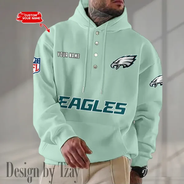Philadelphia Eagles Casual Button Hoodie SPTCBH090 - Image 4