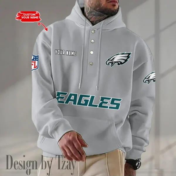 Philadelphia Eagles Casual Button Hoodie SPTCBH090 - Image 5