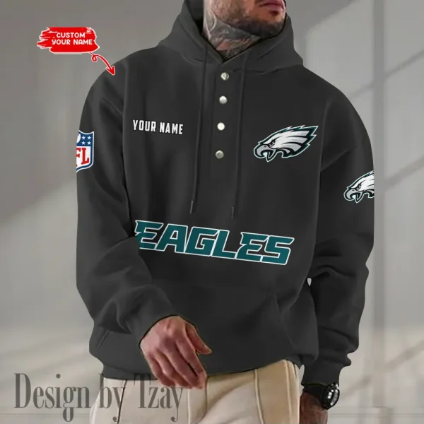 Philadelphia Eagles Casual Button Hoodie SPTCBH090 - Image 6